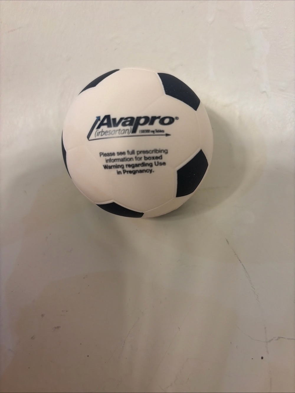 Avapro Branded Stress Ball Soccer Ball - White & Black Pharmaceutical
